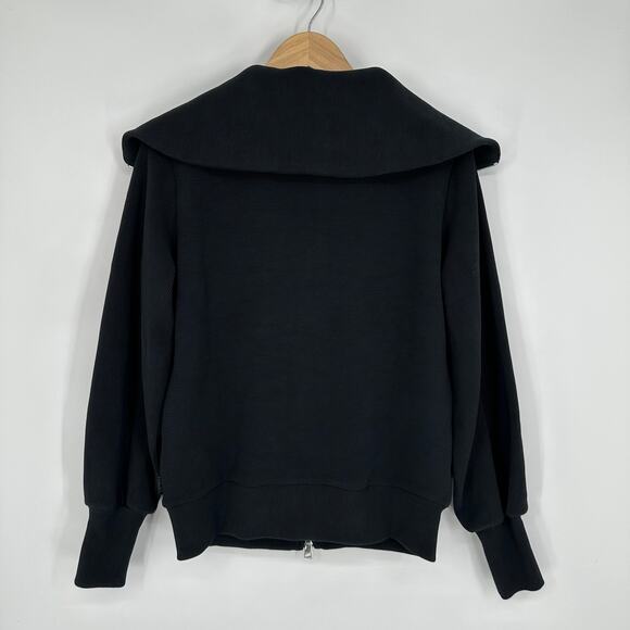 Varley Ells Jacket Ribbed Ottoman Long Balloon Sleeve Oversized Sweatshirt Black - Picture 9 of 16